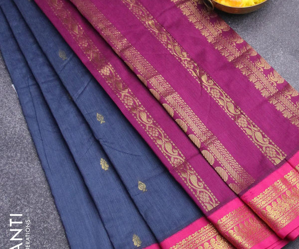 Kalyani cotton saree orange and violet with thread woven buttas and za –  Prashanti Sarees