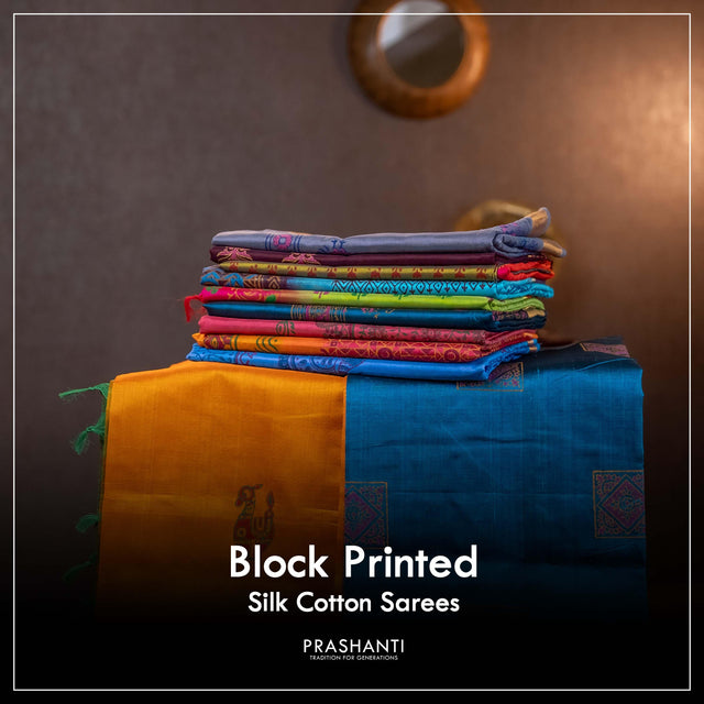 Block Printed Silk Cottons - Prashanti Sarees