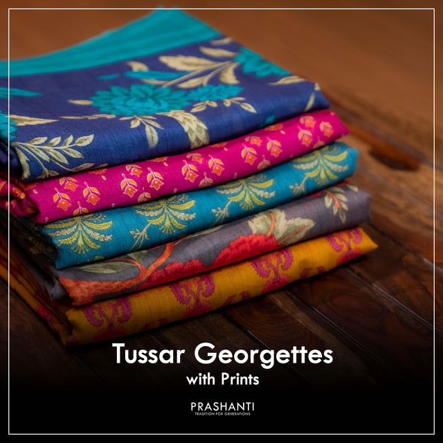 Tussar Georgette Sarees - Prashanti Sarees