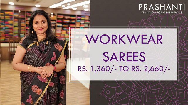 Workwear Sarees | Semi Raw & Semi Linen Sarees - Prashanti Sarees