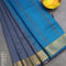10 yards semi silk saree grey and teal blue with plain body and zari woven border without blouse - {{ collection.title }} by Prashanti Sarees