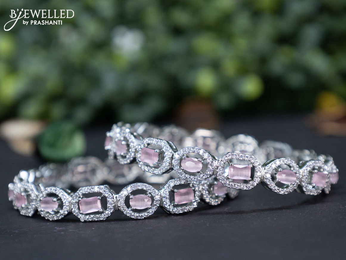 Zircon bangle with baby pink and cz stones