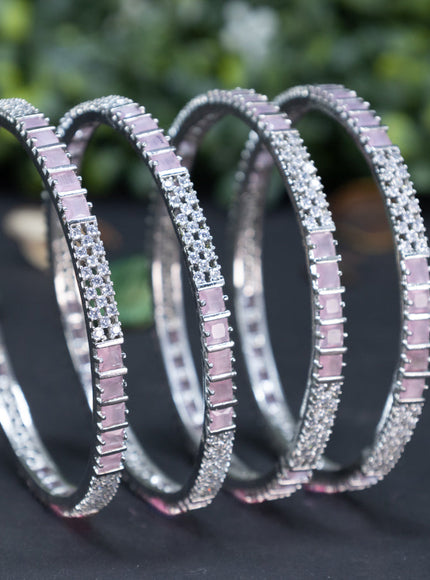 Zircon bangle with baby pink and cz stones