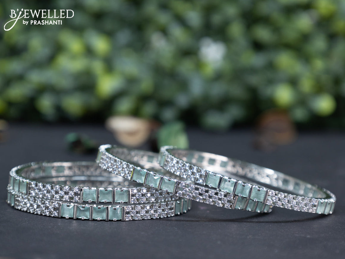 Zircon bangle with mint green and cz stones