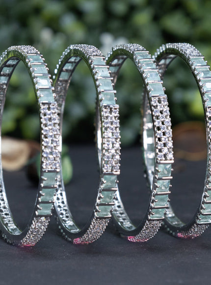 Zircon bangle with mint green and cz stones