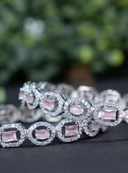 Zircon bangle with baby pink and cz stones