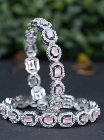 Zircon bangle with baby pink and cz stones