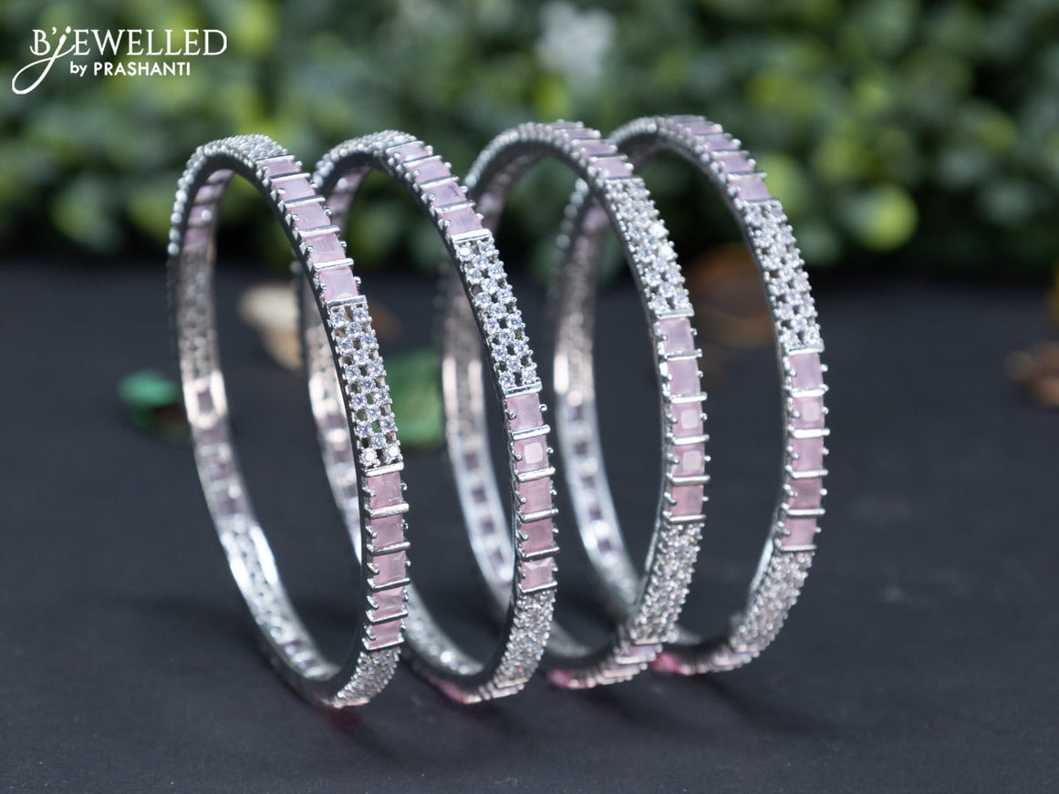 Zircon bangle with baby pink and cz stones