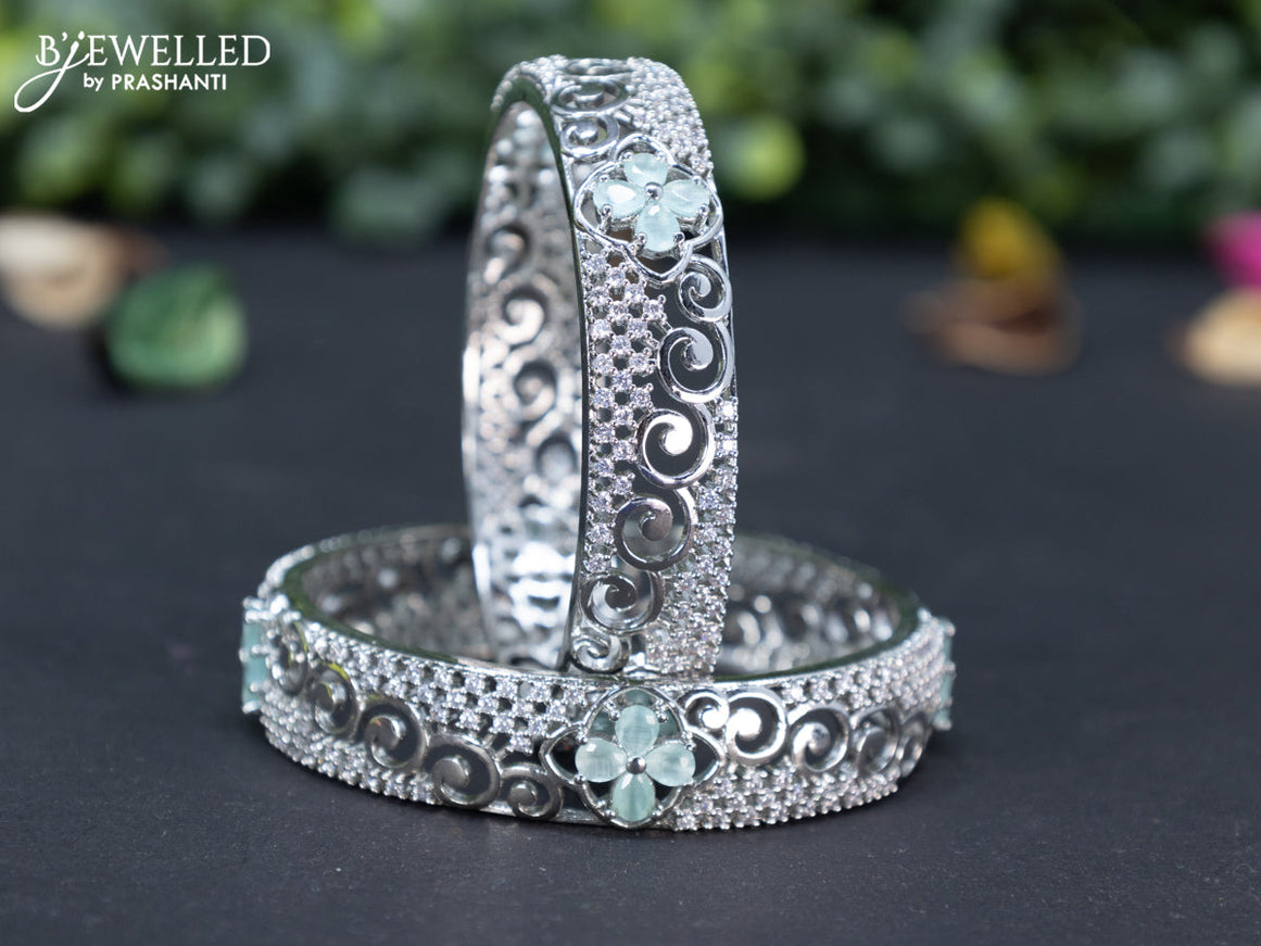 Zircon bangle with mint green and cz stones