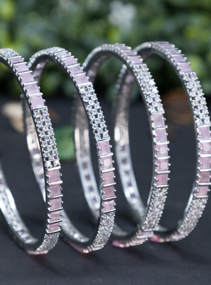 Zircon bangle with baby pink and cz stones