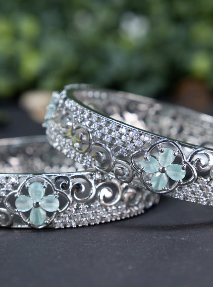 Zircon bangle with mint green and cz stones