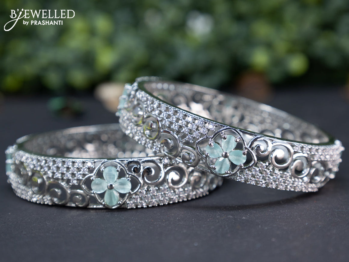 Zircon bangle with mint green and cz stones