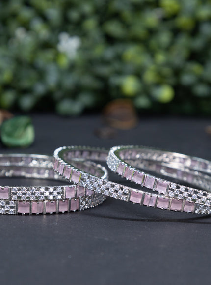 Zircon bangle with baby pink and cz stones