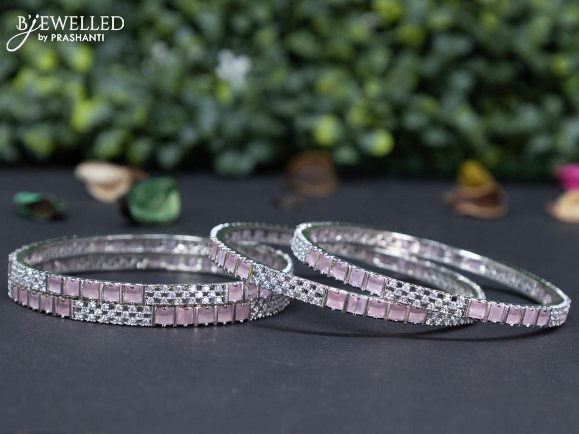 Zircon bangle with baby pink and cz stones