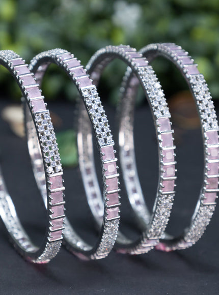 Zircon bangle with baby pink and cz stones