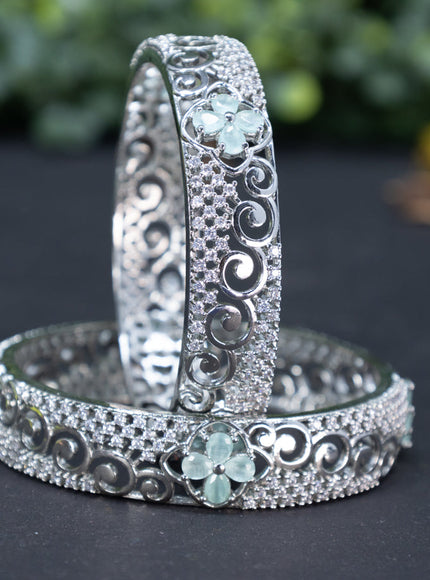 Zircon bangle with mint green and cz stones