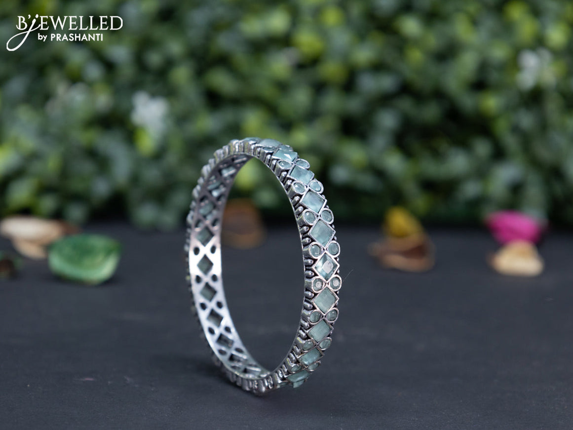 Oxidised bangle with mint green stones