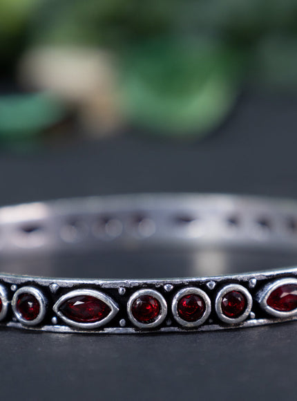 Oxidised bangle with maroon stones