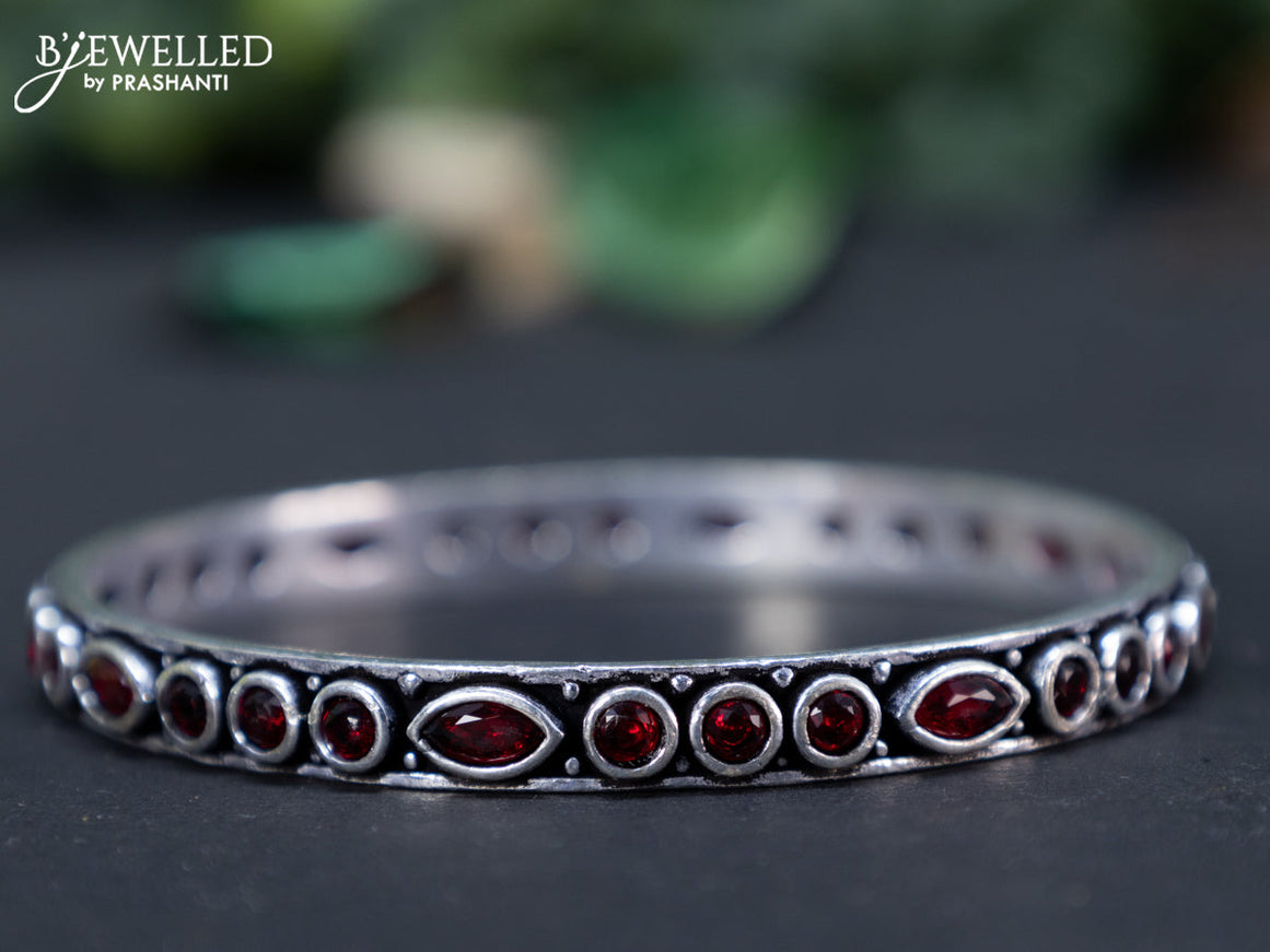 Oxidised bangle with maroon stones