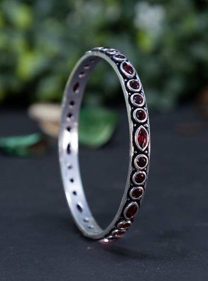 Oxidised bangle with maroon stones