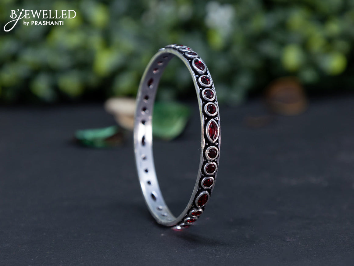 Oxidised bangle with maroon stones