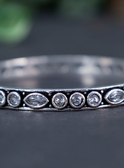 Oxidised bangle with cz stones