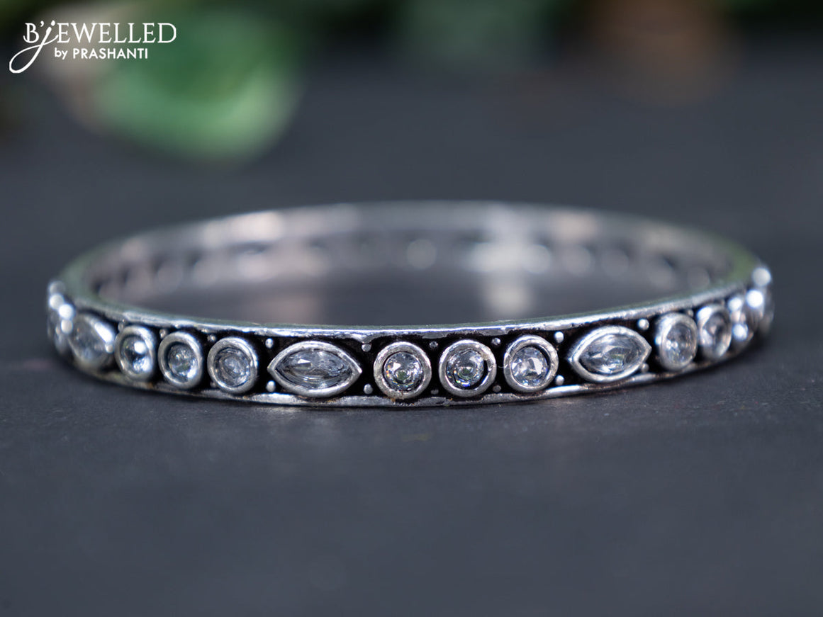 Oxidised bangle with cz stones