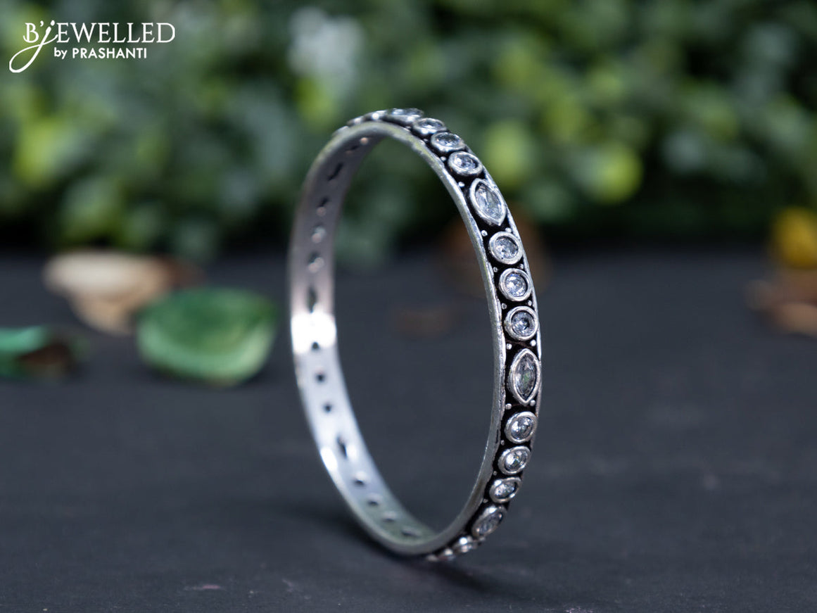 Oxidised bangle with cz stones