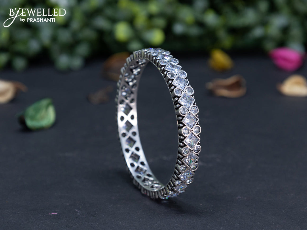 Oxidised bangle with cz stones