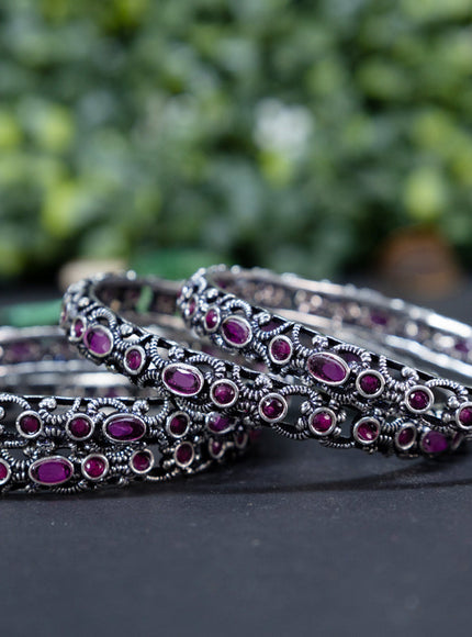 Oxidised bangle with ruby stones