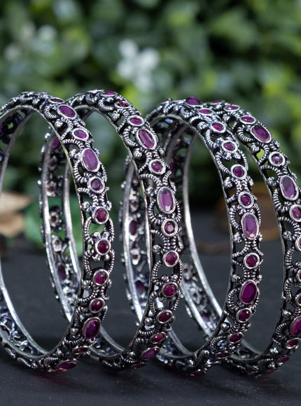 Oxidised bangle with ruby stones