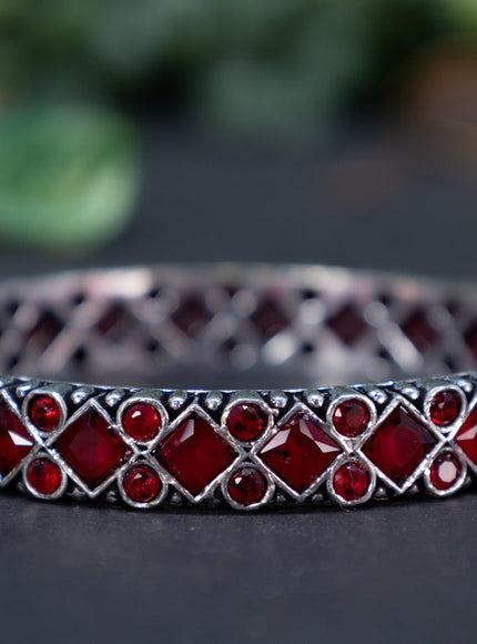 Oxidised bangle with maroon stones