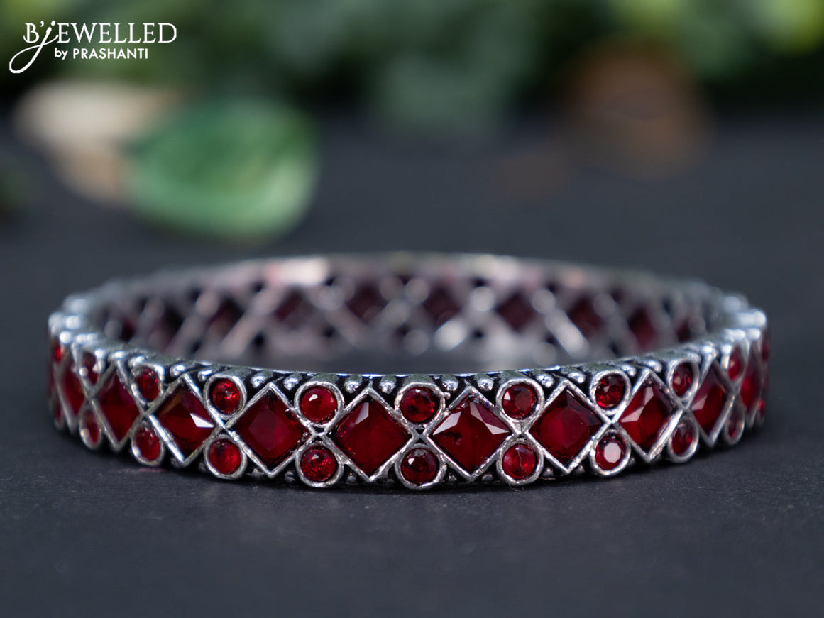 Oxidised bangle with maroon stones