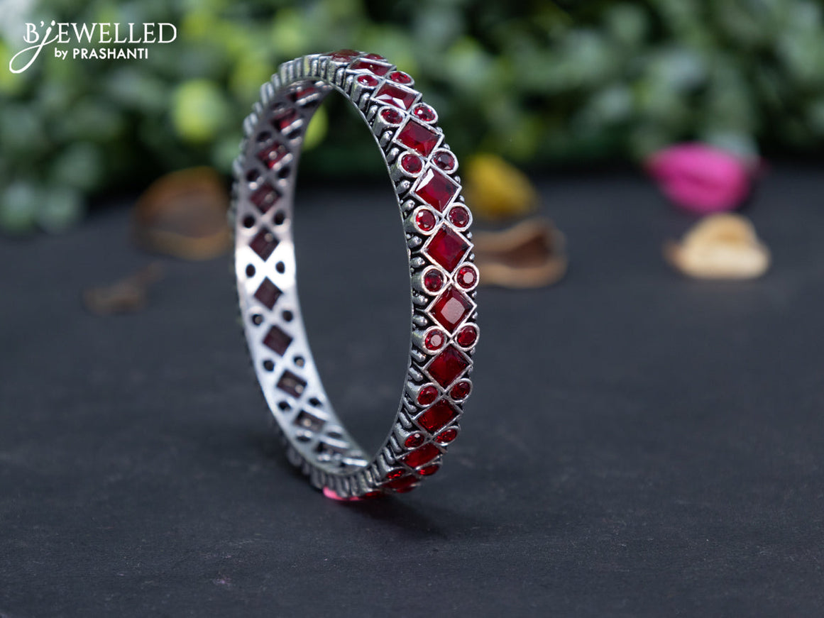 Oxidised bangle with maroon stones