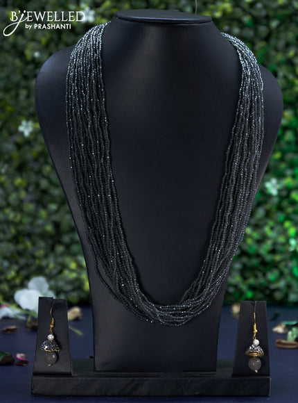 Jaipur multilayer grey beaded necklace