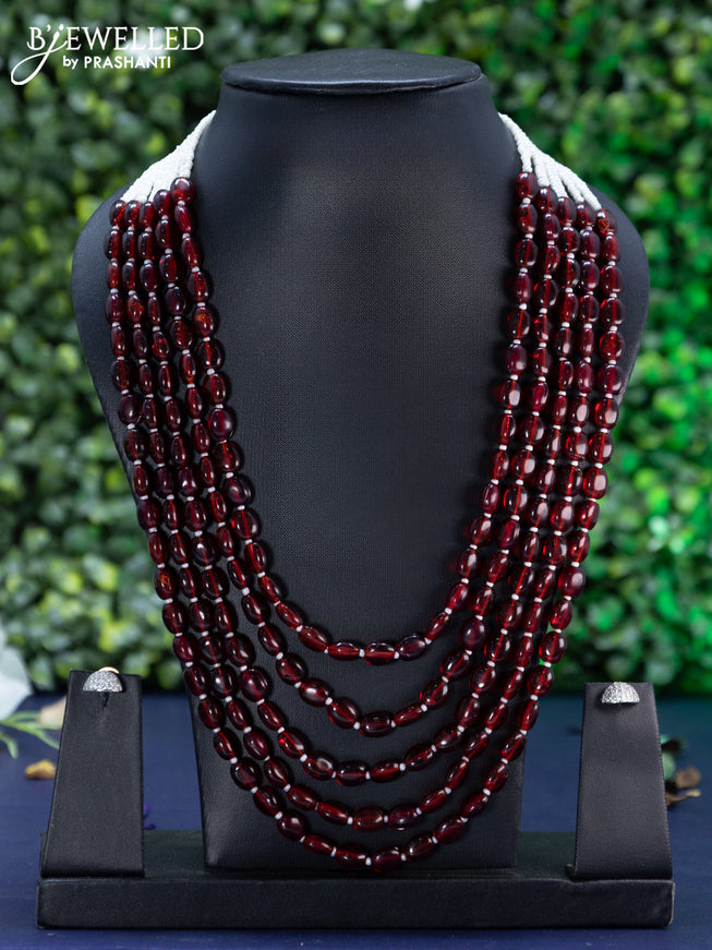 Jaipur multilayer maroon beaded necklace