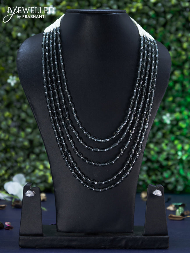 Jaipur multilayer grey beaded necklace