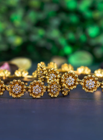 Antique bangle floral design with cz stones