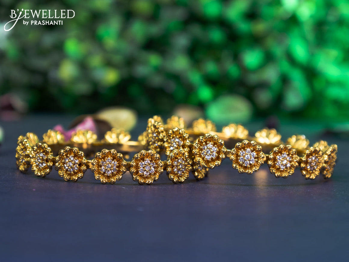 Antique bangle floral design with cz stones