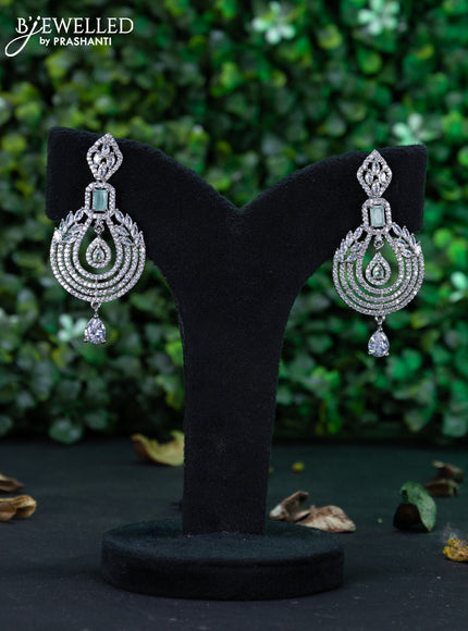 Zircon earring with mint green & cz stones and hanging