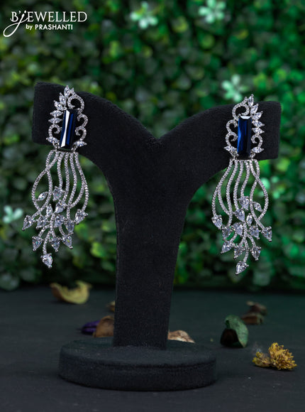 Zircon earring with sapphire & cz stones and hanging