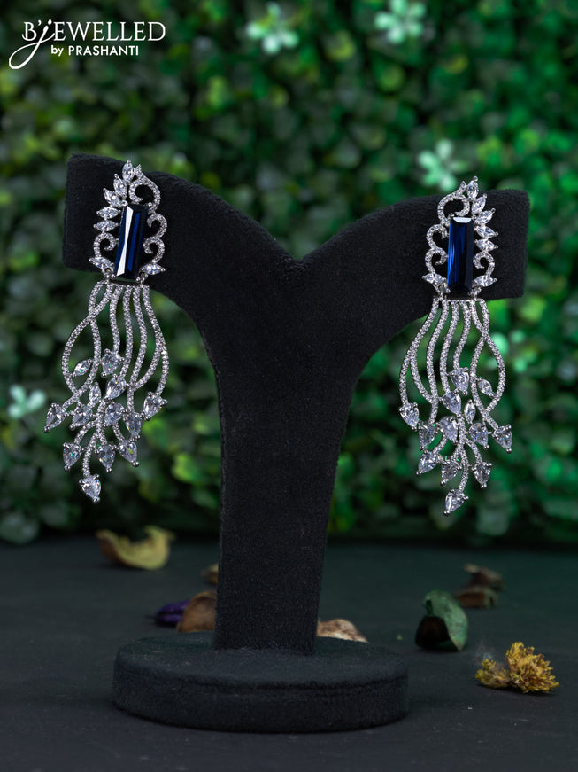 Zircon earring with sapphire & cz stones and hanging