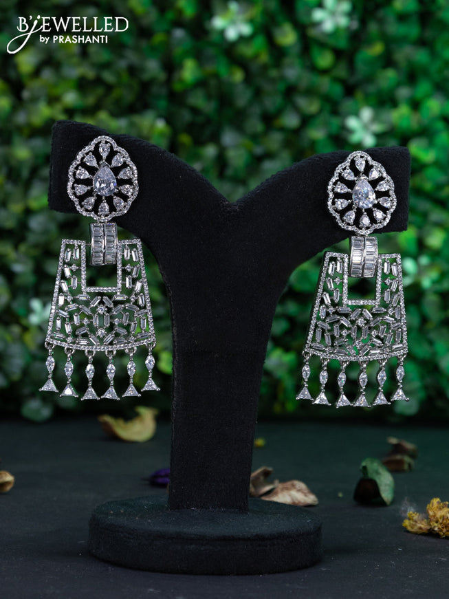 Zircon earring with cz stones and hangings