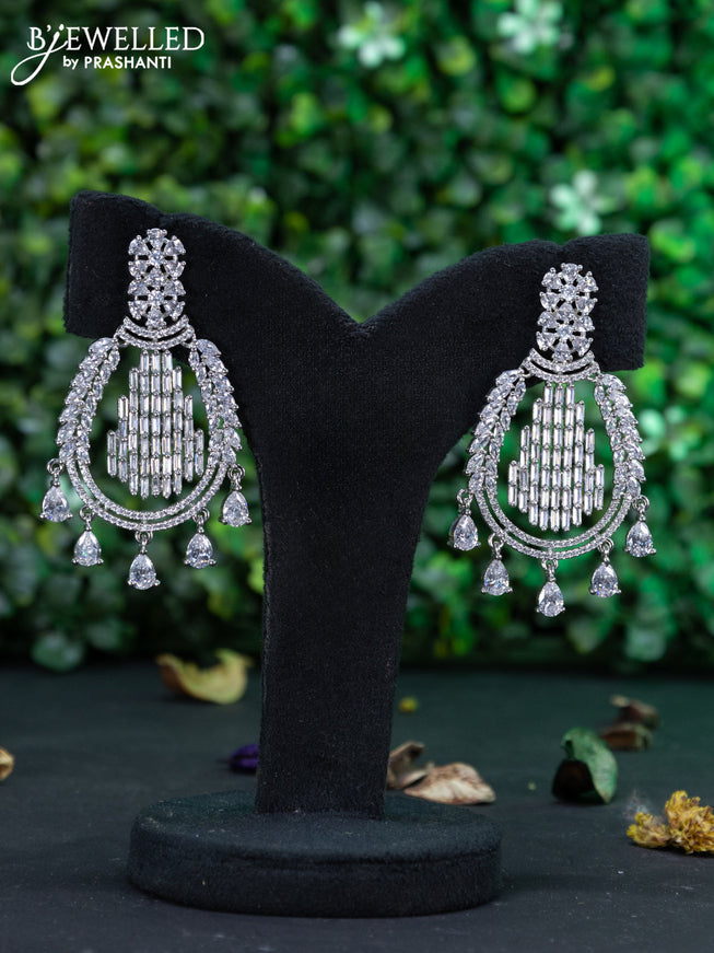 Zircon earring with cz stones and hangings