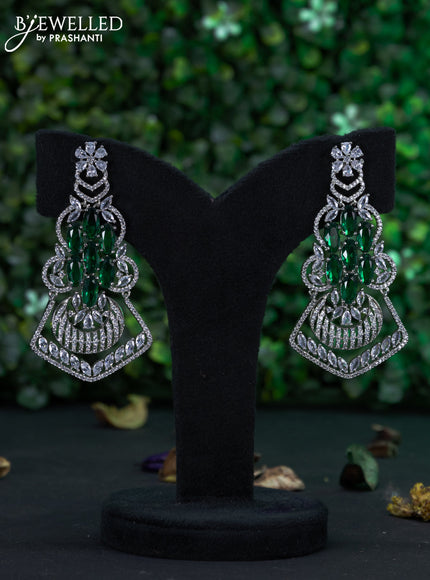 Zircon earring with emerald and cz stones