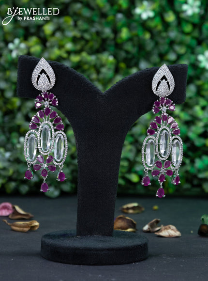 Zircon earring with ruby & cz stones and hangings