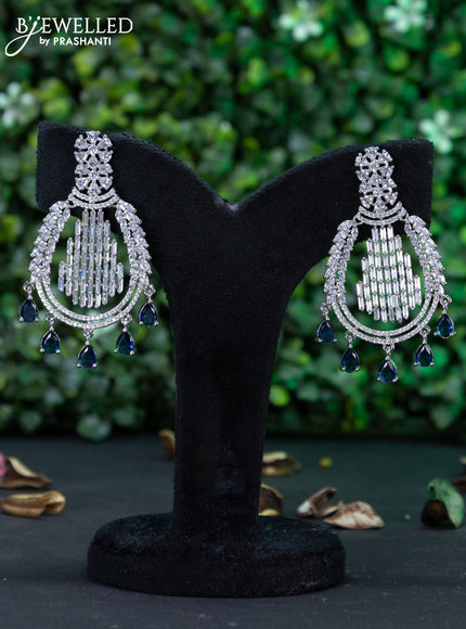 Zircon earring with sapphire & cz stones and hangings