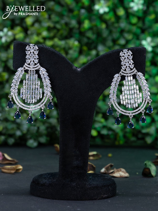 Zircon earring with sapphire & cz stones and hangings