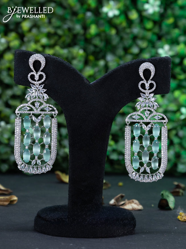 Zircon earring with mint green and cz stones