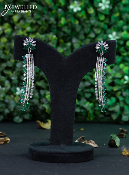 Zircon earring with emerald & cz stones and hangings